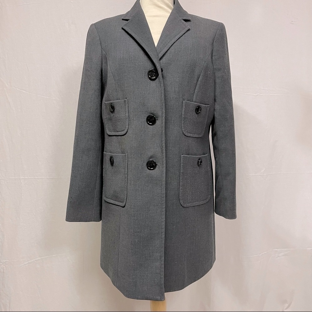Jones New York Gray Women's Tailored Wool Blend Coat